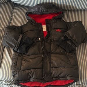 4T Old Navy Black Puffer Jacket with Red Lining